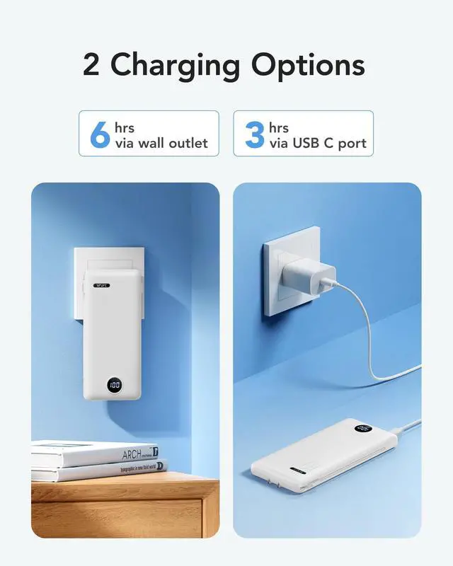 Alt view image 12 of 14 - Portable Charger Power Bank - 10000mAh Fast Charging 22.5W PD 20W Slim Portable Charger Built in Cables,Power Bank with Cords,USB C Portable Phone Charger Travel Accessories -White