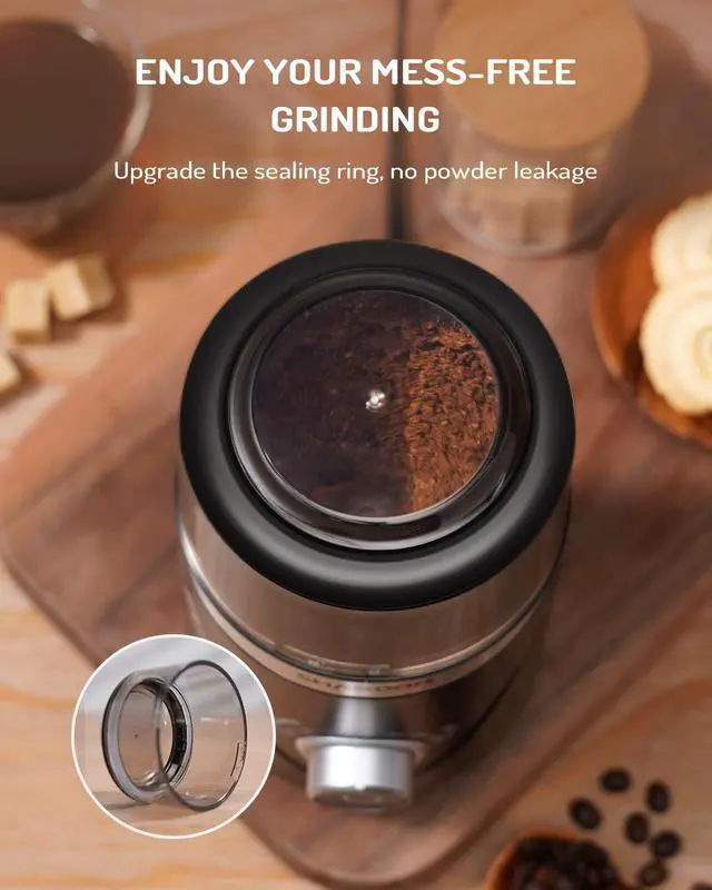 Alt view image 11 of 12 - Electric Super Silent Blade Coffee Grinder, Timed Grind Control Rotary Knob, Adjustable Coarse to Fine for Coffee Beans, Spices & Herbs, with 1 Removable Stainless Steel Bowl, Black
