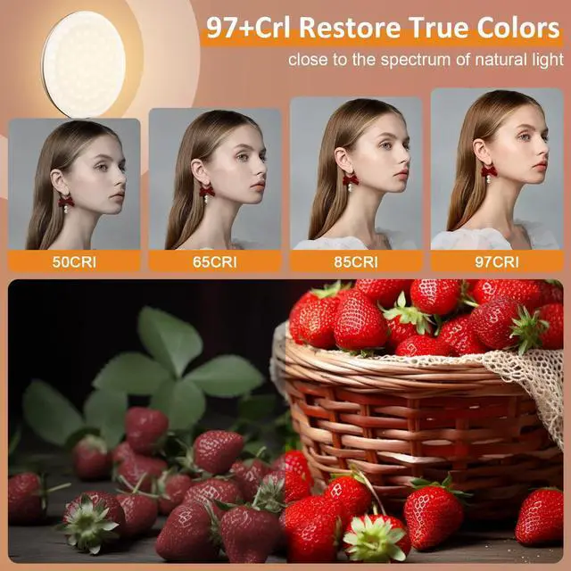 Alt view image 10 of 12 - 60 LED Ring Light, Rechargeable Selfie With Front & Back Clip, 2500-6500K Portable Phone, Adjustable 3 Modes for iPhone, iPad, Tablet, Laptop, CRI97+, 90 Grams (Black)