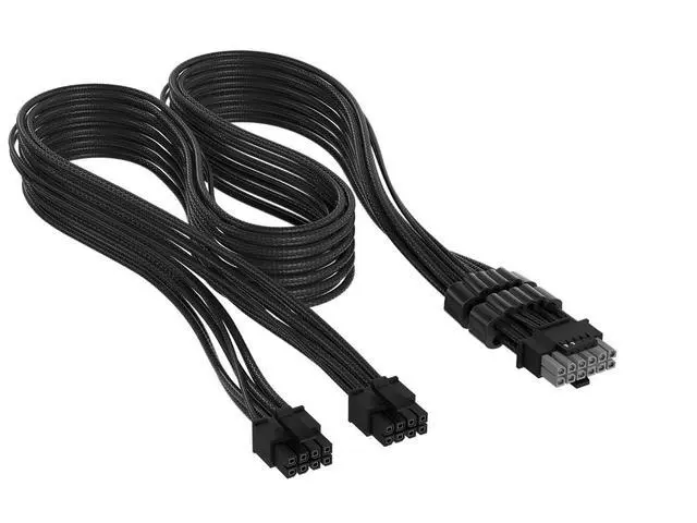 Alt view image 8 of 14 - Elite Premium Type 5 Individually Sleeved 2X 8-Pin to PCIe 12V-2x6 600W PSU Cable Triple-Mesh Paracord Sleeve, Low-Profile Cable Combs, Compatible Type 5 PSUs Black