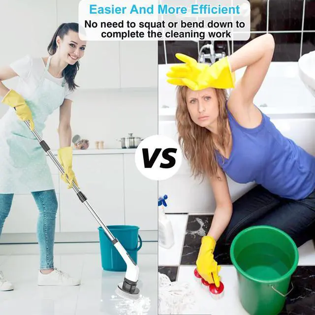 Alt view image 11 of 13 - Electric Spin Scrubber Scrub Brush, Rechargeable Cleaning Brush with 8 in 1 Replaceable Brush Heads, Cordless Power Spin Scrubber 90Mins for Bathroom Shower Bathtub Glass Car