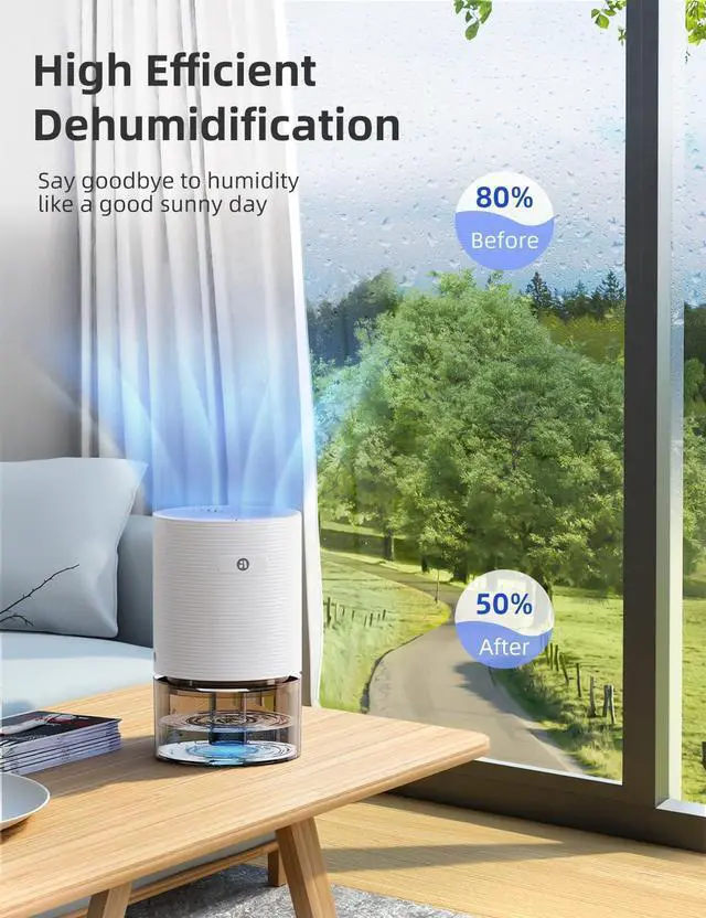 Alt view image 8 of 12 - Dehumidifiers for Home, 25oz Dehumidifier for Bedroom with Auto-off, Ultra Quiet Energy Saving for Bathroom Closet Wardrobe Office RV (285sq.ft)