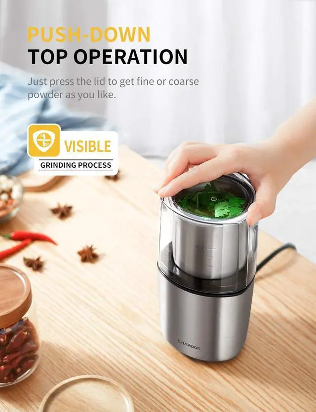 Alt view image 12 of 14 - Electric Coffee Grinder Herb Blade Grinder Spices Grinder with 2 Removable Stainless Steel Bowls, Silver