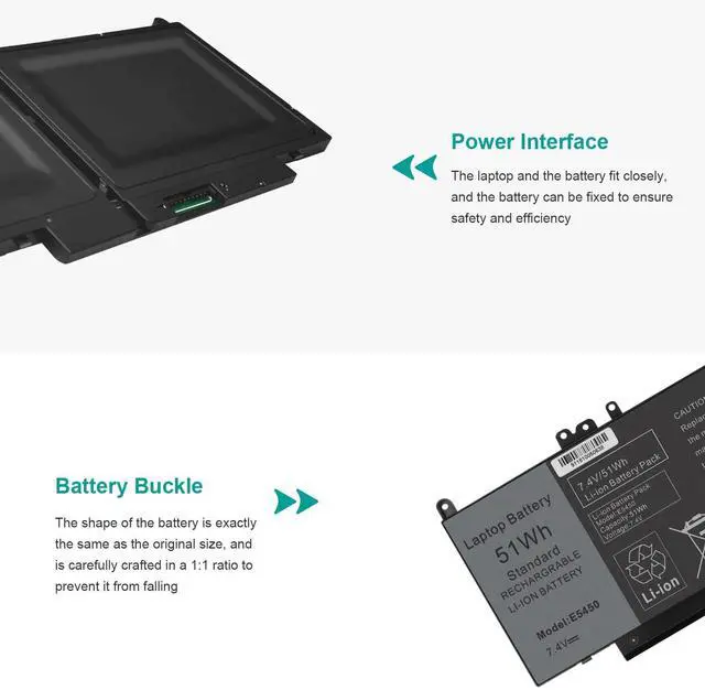 Alt view image 10 of 14 - G5M10 Battery for Dell Latitude 14 15 E5450 E5550 E5250 P48G001 Series, 15.6 inch, WYJC2 0WYJC2 8V5GX R9XM9 1KY05 08V5GX VMKXM 5XFWC PF59Y TXF9M 7V69Y 451-BBLN 451-BBLL 451-BBLK 080-854-0066