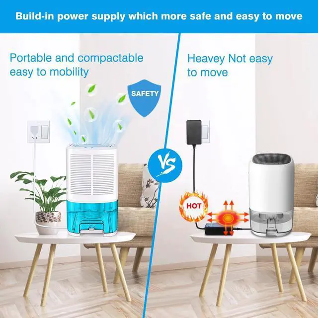 Alt view image 10 of 12 - Dehumidifier 68oz(2000ml) Small Dehumidifier with Drain Hose for Up to 650 sq.ft Ultra Quiet Mini Portable Air for Home Basements Bathroom Bedroom Closet Kitchen RV