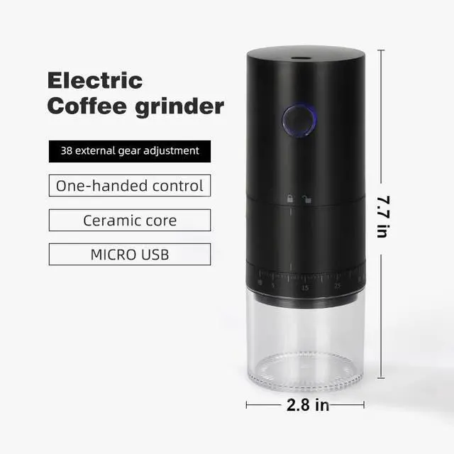 Alt view image 8 of 11 - Portable Electric Burr Coffee Grinder with 38 Adjustable Grind Settings - USB Rechargeable Ceramic Core Conical Burr, Coffee Bean Grinder for Espresso, French Press, Travel, Camping, Home & Office Use