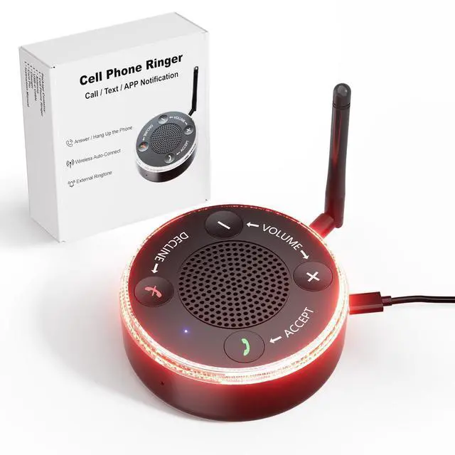 Alt view image 8 of 14 - Cell Phone Ringer Amplifier & Flasher - 116dB Ultra Loud & Bright Red-Blue Flash, One-Touch Answer/Decline, Bluetooth 5.3 for Hard of Hearing/Seniors/Deep Sleepers/Noisy Spaces/Home