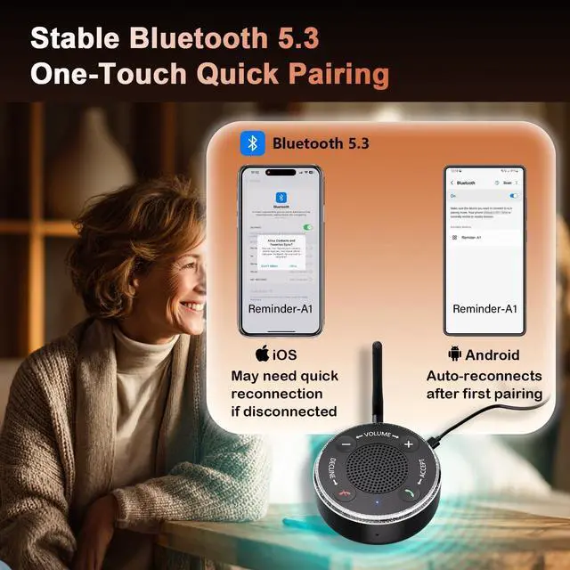Alt view image 12 of 14 - Cell Phone Ringer Amplifier & Flasher - 116dB Ultra Loud & Bright Red-Blue Flash, One-Touch Answer/Decline, Bluetooth 5.3 for Hard of Hearing/Seniors/Deep Sleepers/Noisy Spaces/Home