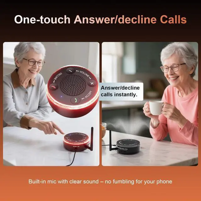Alt view image 10 of 14 - Cell Phone Ringer Amplifier & Flasher - 116dB Ultra Loud & Bright Red-Blue Flash, One-Touch Answer/Decline, Bluetooth 5.3 for Hard of Hearing/Seniors/Deep Sleepers/Noisy Spaces/Home