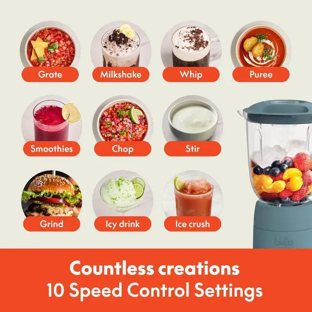 Alt view image 12 of 14 - 10 Speed Countertop Blender, Juicer & Smoothie Maker, Fits-anywhere Kitchenware, Slim Flip & Store Design, Dishwasher Safe 48oz Capacity Pitcher & Lid, Stainless Steel Blade, 450 Watt, Surf