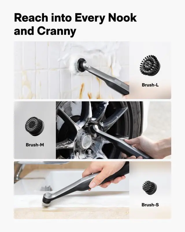 Alt view image 10 of 14 - Cordless Spin Scrubber, Electric Rechargeble Grout Cleaning Brush, IPX7 Waterproof Bathroom Scrubber, 12 Replaceable Brush Heads Version Power Scrubber for Grout, Tiles, Corners, Crevices