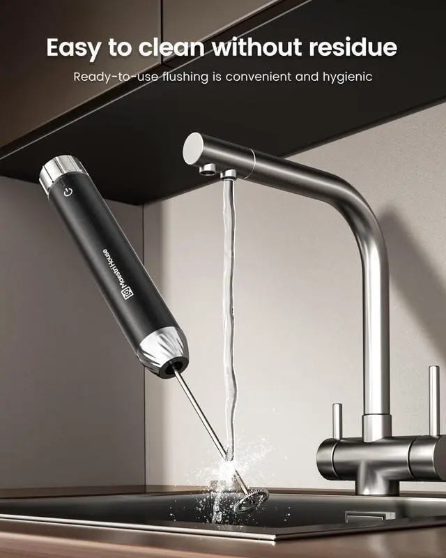 Alt view image 12 of 14 - Rechargeable Milk Frother with Stepless Speed Control, LunaFro Max Handheld Electric Foam Maker Waterproof Drink Mixer Foamer with Stand & Detachable Whisks for Lattes, Cappuccino