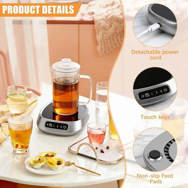 Alt view image 11 of 14 - Coffee Mug Warmer,USB Charging Coffee Cup Warmers for Desk with 3-Temp Touch Control,Electric Drink Cup Warmer for Chocolate Tea Hot Cocoa Milk,Kitchen,Dining