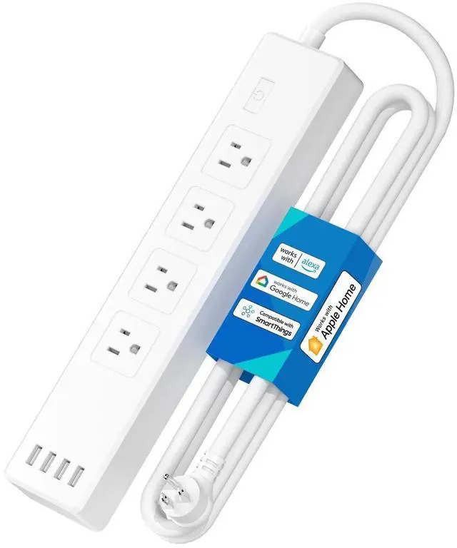 Alt view image 8 of 14 - Smart Plug Power Strip, WiFi Flat Outlet 15A Compatible with Apple HomeKit, Siri, Alexa, Google Assistant & SmartThings, with 4 AC Outlets & 4 USB Ports, 6 Feet Surge Protector Extender