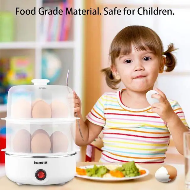 Alt view image 12 of 14 - 2-tier Egg Cooker Large 14 Eggs Capacity, Electric Rapid Egg Maker, Auto Off for Hard Boiled Eggs, Poached Eggs, Steamed Vegetables, Seafood, Dumplings