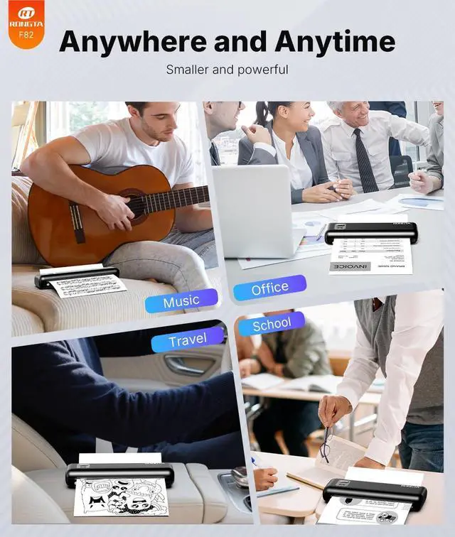 Alt view image 14 of 14 - Portable Printer Wireless for Travel, Thermal Inkless Printers for 8.5"*11" US Letter, Compatible with Android iOS Smartphone, Mac Windows Laptop (Black, 1 Printer + 1 Roll Thermal Paper)