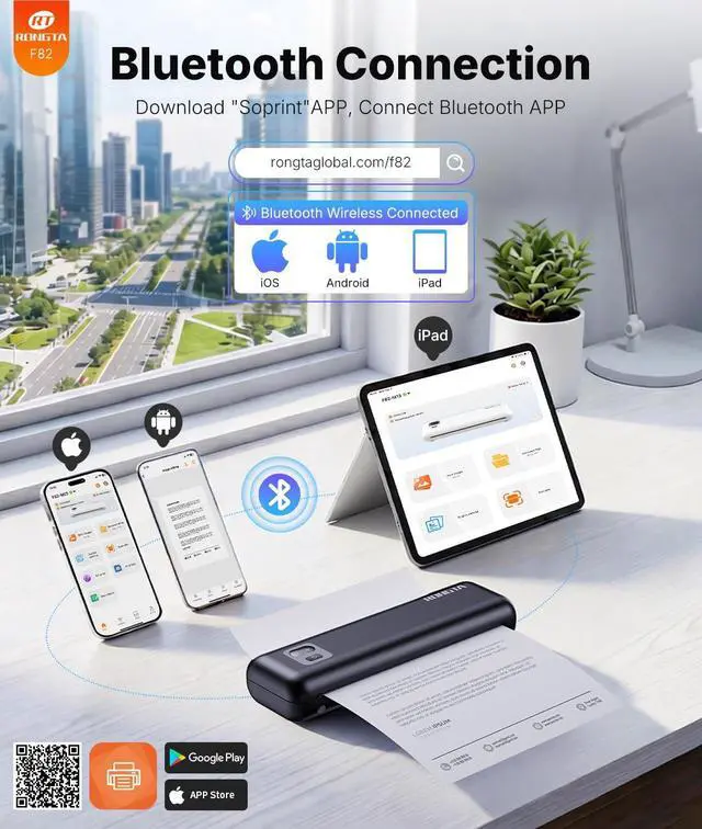 Alt view image 9 of 14 - Portable Printer Wireless for Travel, Thermal Inkless Printers for 8.5"*11" US Letter, Compatible with Android iOS Smartphone, Mac Windows Laptop (Black, 1 Printer + 1 Roll Thermal Paper)