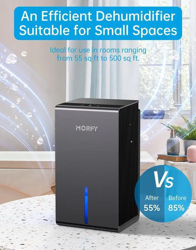 Alt view image 10 of 12 - Dehumidifier, Small Dehumidifier for Bedroom Bathroom RV with Auto Shut Off, Compact Quiet Dehumidifiers for Room Home Closet Laundry Room