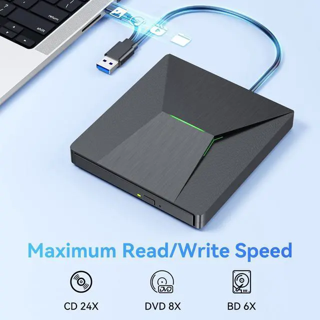 Alt view image 9 of 14 - USB 3.0 and Type-C External Bluray Drive, External Bluray Burner and External Blueray/DVD Drive for PC, Blu Ray Disc Reader Compatible with Windows XP/7/8/10, Laptop, Desktop, MacOS for MacBook