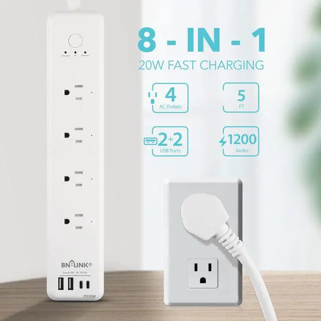 Alt view image 9 of 14 - Smart Plug Power StripSurge Protector with 4 Individually Controlled Smart Outlets, 4 USBs (incl. 20W USB-C), Compatible with Alexa and Google Home