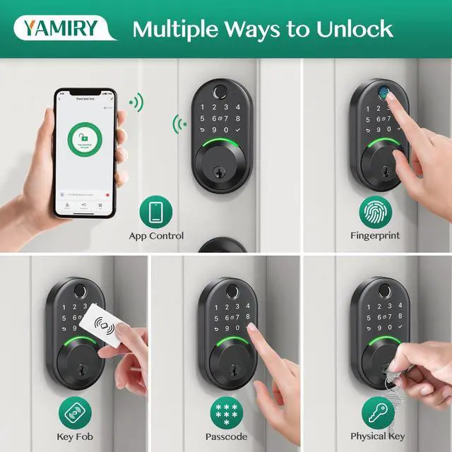 Alt view image 8 of 12 - Smart Deadbolt Door Lock with Keypad:Fingerprint Keyless Entry Deadbolt,Digital Smart Locks for Front Door,Electronic Code,Easy Installation