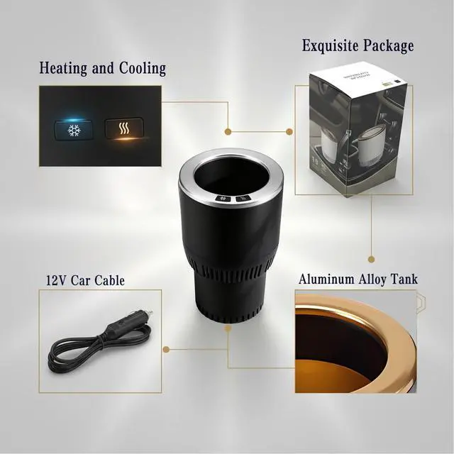 Alt view image 11 of 14 - 2-in-1 Car Cup Cooler Warmer Smart Temperature Control Travel Coffee Car Cup Holder Smart Car Tumbler Holder Suitable for Coffee, Baby Bottles, Water, Tea, Drinks(Black and Silver)