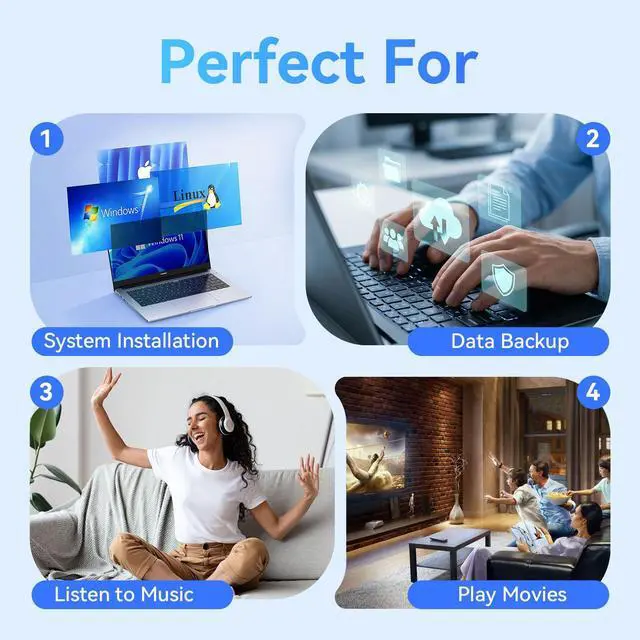 Alt view image 14 of 14 - USB 3.0 and Type-C External Bluray Drive, External Bluray Burner and External Blueray/DVD Drive for PC, Blu Ray Disc Reader Compatible with Windows XP/7/8/10, Laptop, Desktop, MacOS for MacBook