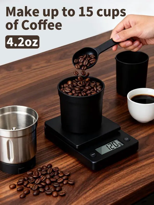 Alt view image 11 of 14 - Electric Coffee Grinder with Silent Grinding Blades & Timer Knob to Adjustable Coarse to Fine, Espresso Grinder with Removable Stainless Steel Bowl for Coffee Bean, Herb, Spices, Seeds (Black)