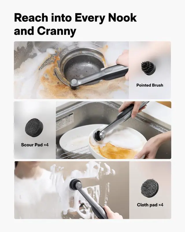 Alt view image 11 of 14 - Cordless Spin Scrubber, Electric Rechargeble Grout Cleaning Brush, IPX7 Waterproof Bathroom Scrubber, 12 Replaceable Brush Heads Version Power Scrubber for Grout, Tiles, Corners, Crevices
