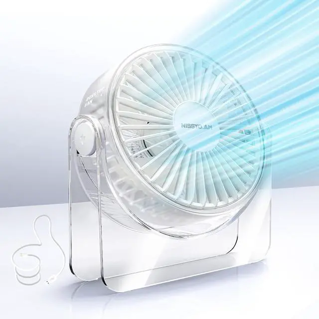 Alt view image 8 of 13 - USB Desk Fan, 6Inch Portable Table Fan, 3 Speeds Quiet Powerful Cooling,Personal Mini Small Fan with Adjustable Tilt for Desk Bedroom Home Office Car Table Travel, No Battery, White
