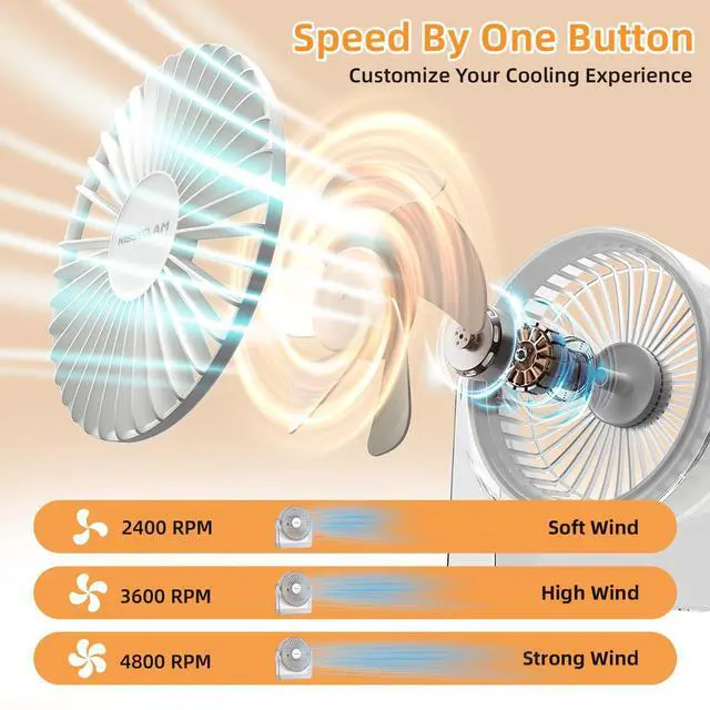 Alt view image 9 of 13 - USB Desk Fan, 6Inch Portable Table Fan, 3 Speeds Quiet Powerful Cooling,Personal Mini Small Fan with Adjustable Tilt for Desk Bedroom Home Office Car Table Travel, No Battery, White