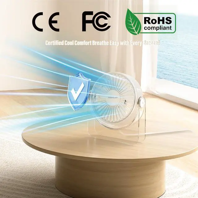 Alt view image 12 of 13 - USB Desk Fan, 6Inch Portable Table Fan, 3 Speeds Quiet Powerful Cooling,Personal Mini Small Fan with Adjustable Tilt for Desk Bedroom Home Office Car Table Travel, No Battery, White