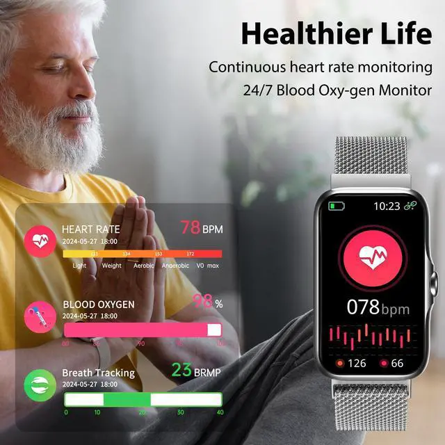 Alt view image 10 of 13 - Fitness Tracker with 24/7 Continuous Heart Rate, Blood Oxygen Monitor, Smart Watch with Sleep Monitor, IP68 Waterproof Activity Tracker Step Counter for Women Men