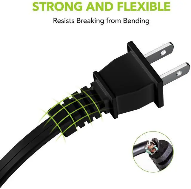 Alt view image 12 of 14 - Extension Cord, 3-Pack 6FT Black, 2 Prong Indoor Extension Cord 16/2 SPT-2, 13A, 1625 W, 3-Outlet Extension Cords for Home/Office Use