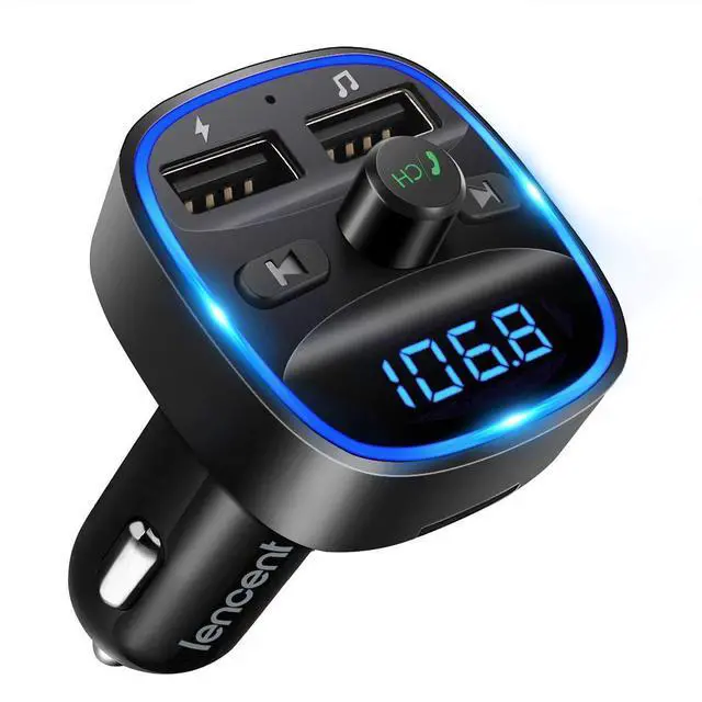 Alt view image 8 of 14 - FM Transmitter, Bluetooth FM Transmitter Wireless Radio Adapter Car Kit with Dual USB Charging, Audio Receiver Car Charger MP3 Player, Support Hands-Free Calling, TF Card & USB Disk