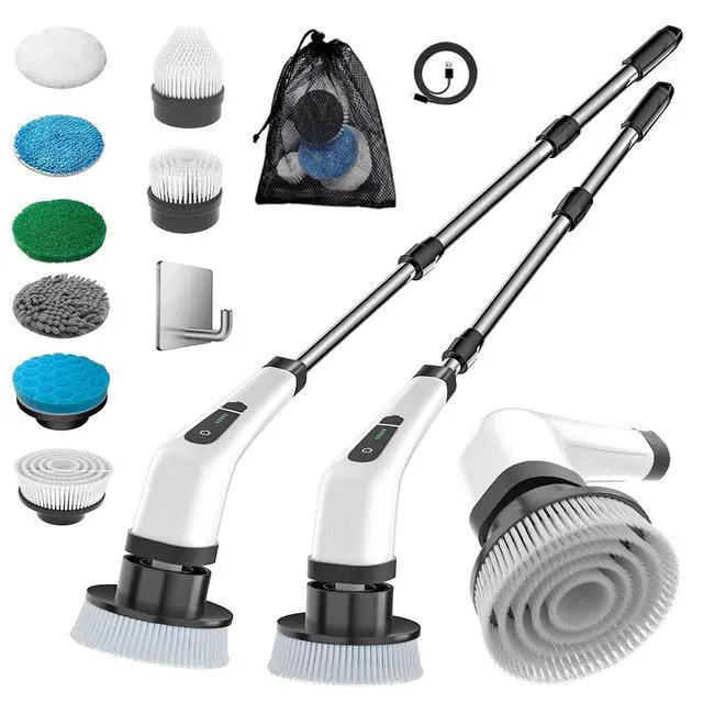 Alt view image 8 of 13 - Electric Spin Scrubber Scrub Brush, Rechargeable Cleaning Brush with 8 in 1 Replaceable Brush Heads, Cordless Power Spin Scrubber 90Mins for Bathroom Shower Bathtub Glass Car
