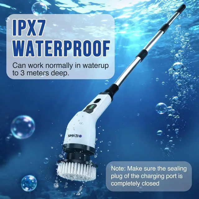 Alt view image 13 of 13 - Electric Spin Scrubber Cordless Electric Cleaning Brush with LCD Power Display 9 Replaceable Heads Dual Speed IPX7 Waterproof Electric Scrubber for Cleaning Bathroom Tiles Floor Kitchen & Car