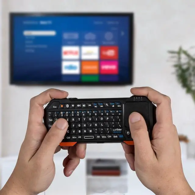 Alt view image 9 of 14 - Mini Bluetooth Keyboard (QWERTY Keypad), Wireless Portable with Touchpad, Compatible with Apple TV, Amazon Fire Stick, PS4, PS4 Pro, PS5, HTPC/IPTV, VR Glasses, Smartphones