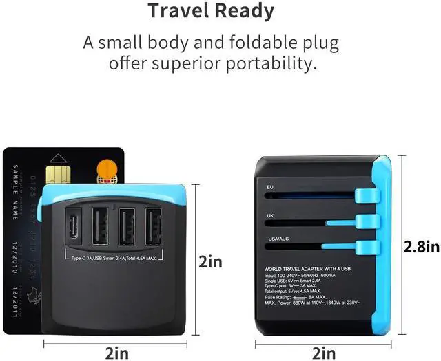 Alt view image 11 of 13 - All in One Universal USB Travel Power Adapter with 3 USB Port and Type-C International Wall Charger Worldwide AC Power Plug 8 Pin AC Socket for Multi-Nation Travel UK, EU, AU, Asia