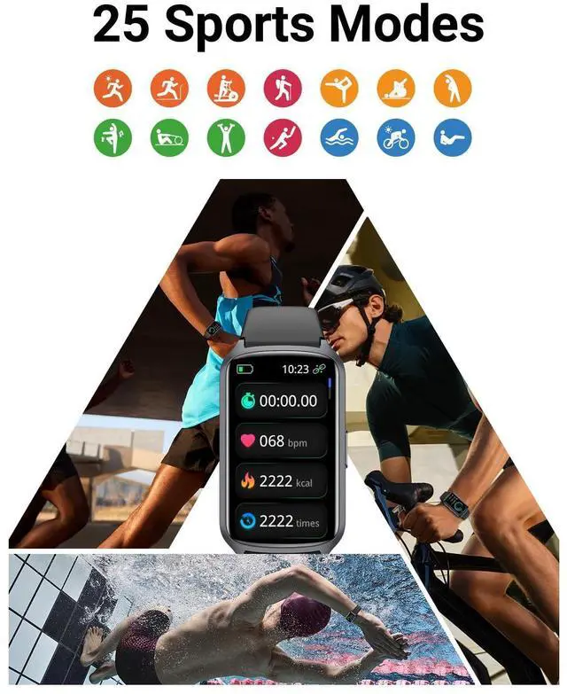 Alt view image 10 of 14 - Health Fitness Tracker with 24/7 Heart Rate, Blood Oxygen, Blood Pressure, Sleep Tracker, 5ATM Waterproof Activity Trackers with Step Tracker, Pedometer (S & L Bands Included)