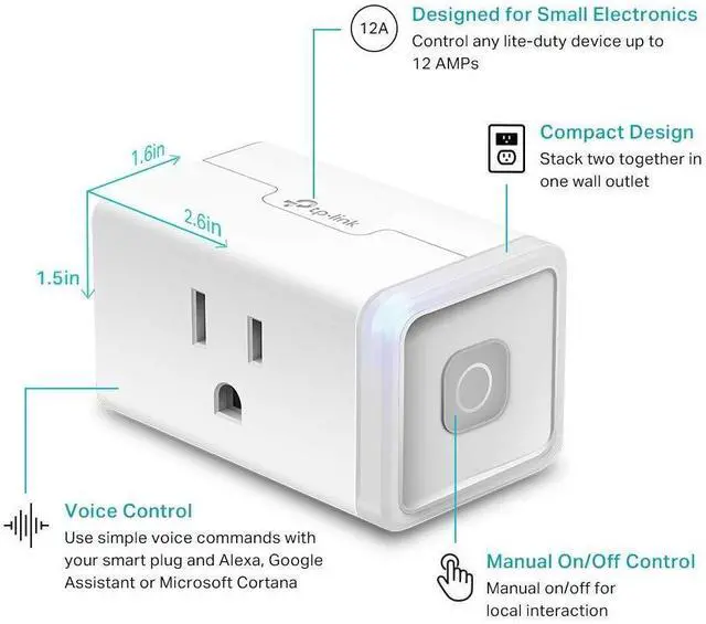 Alt view image 10 of 14 - Plug HS103P4, Smart Home Wi-Fi Outlet Works with Alexa, Echo, Google Home & IFTTT, No Hub Required, Remote Control, 15 Amp, UL Certified, 4-Pack, White