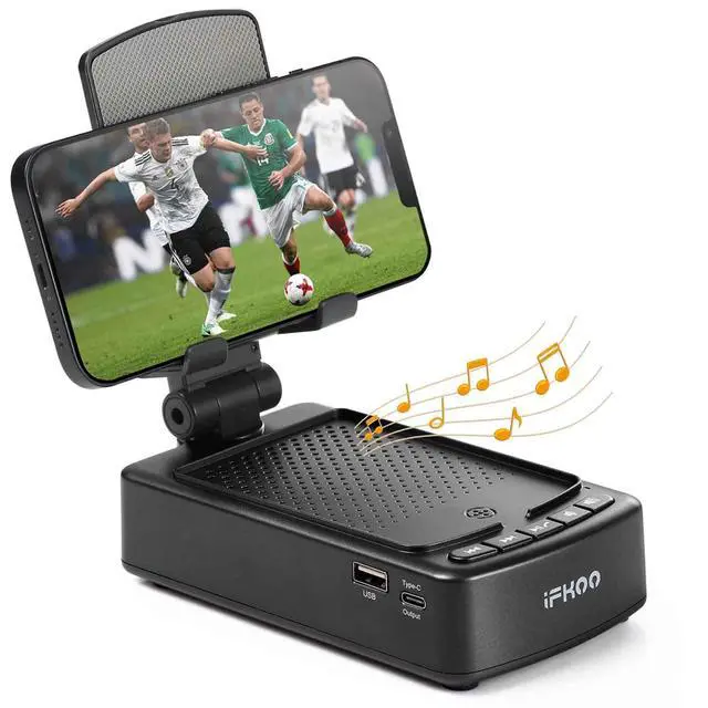 Alt view image 8 of 14 - Gifts for Men Women, Phone Stand with Bluetooth Speaker BT5.3, Gifts for Him Dad Who have everything, Phone Holder with Wireless Speaker for iPhone/Android/Tablet, Tech Gadgets,Birthday Gifts for Men