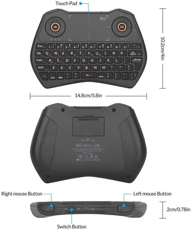 Alt view image 11 of 14 - K28 Bluetooth Mini Keyboard Remote Control with Touchpad Moue Combo,Backlit 2.4GHz Wireless Keyboard with Rechargeable Battery for Android TV Box,PC,Smart TV(2.4G and Bluetooth)
