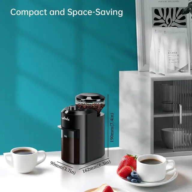 Alt view image 12 of 14 - Electric Burr Coffee Grinder - Adjustable with 28 Precise Grind Settings for 12 Cups - Professional Coffee Bean Grinder (Plastic, Black)