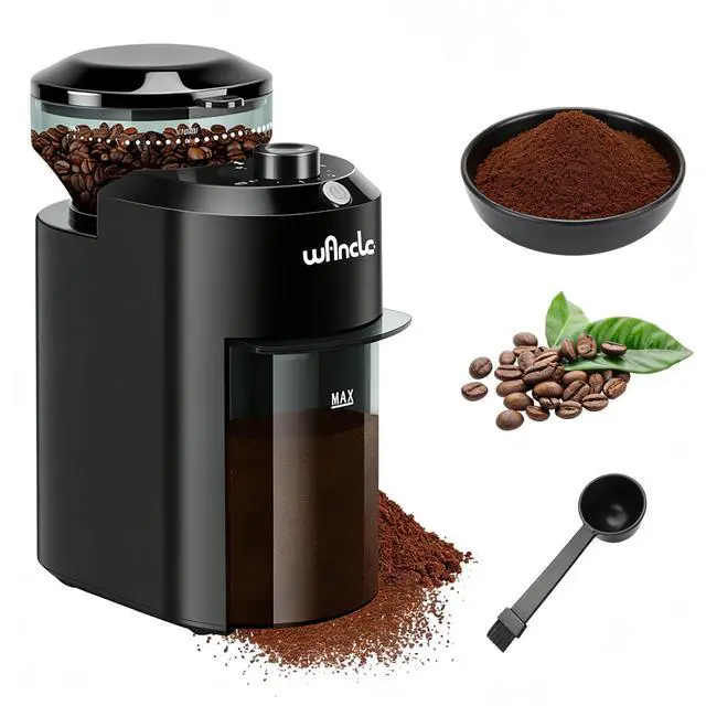 Alt view image 8 of 14 - Electric Burr Coffee Grinder - Adjustable with 28 Precise Grind Settings for 12 Cups - Professional Coffee Bean Grinder (Plastic, Black)