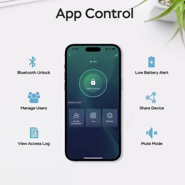 Alt view image 12 of 14 - Fingerprint Door Lock for Bedrooms, Fingerprint Door Knob with Lock, Smart Door Lock, App Control, Back-up Keys, Thumbprint Door Knob for Bedrooms, Office, Apartment