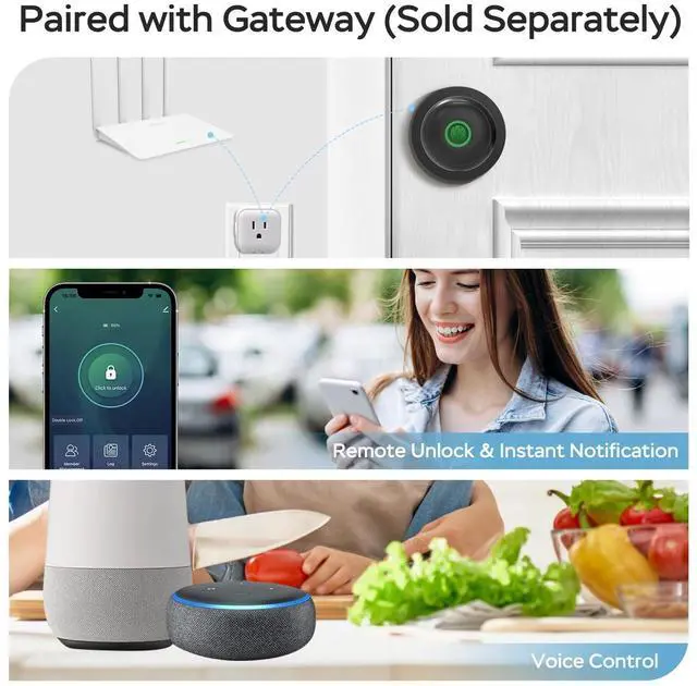 Alt view image 13 of 14 - Fingerprint Door Lock for Bedrooms, Fingerprint Door Knob with Lock, Smart Door Lock, App Control, Back-up Keys, Thumbprint Door Knob for Bedrooms, Office, Apartment