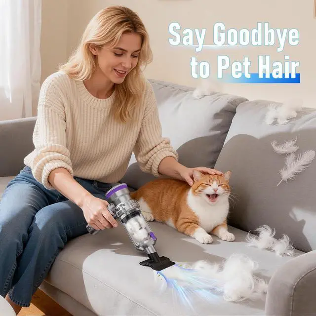 Alt view image 12 of 14 - Handheld Car Vacuum Portable Cordless with 20000Pa Powerful Suction, Mini Hand Held Car Vacuum Cleaner with 3-Speed Adjustment, 90000RPM Motor, With Nozzles for Home, Pet Hair, Keyboard, Desk