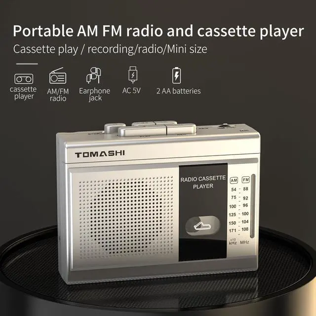 Alt view image 8 of 12 - Cassette Player Tape Recorder FM AM Radio with Built-in Speaker,Microphone F-315B