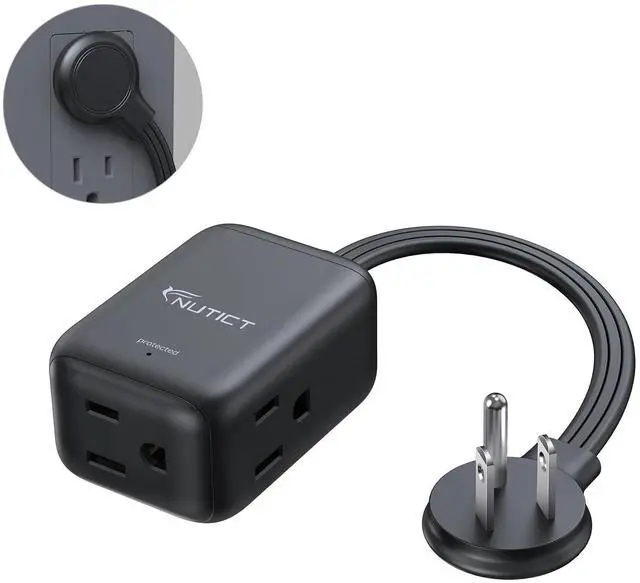 Alt view image 8 of 14 - Flat Extension Cord with 3 Outlets, 1.5ft Short Extension Cord, 900J Surge Protector, ETL Listed, 13A/1625W, Right Angle Flat Flexible Wall Plug, Ideal for Kitchen Bathroom Tight Spaces, Black